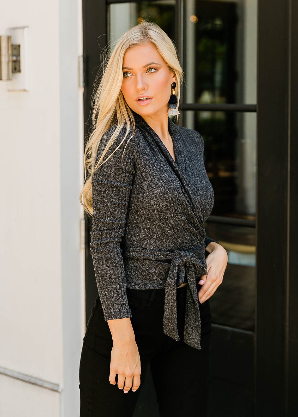 Green hotsell wrap sweater